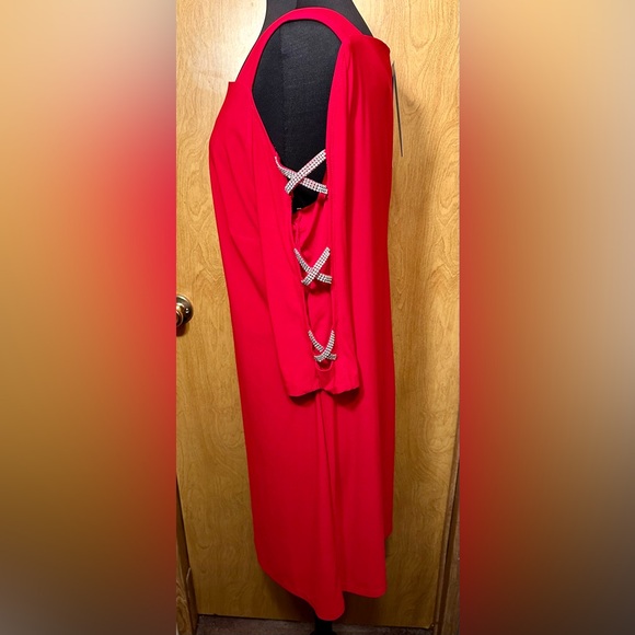 NWT MSK red cold shoulder rhinestone size extra large beautiful dress - Picture 3 of 9